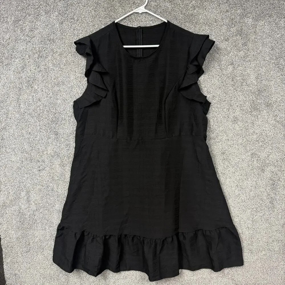 Dark Coquette Peplum Dress 3XL Plus Feminine Romantic Ruffle Fairy Grunge Flowy